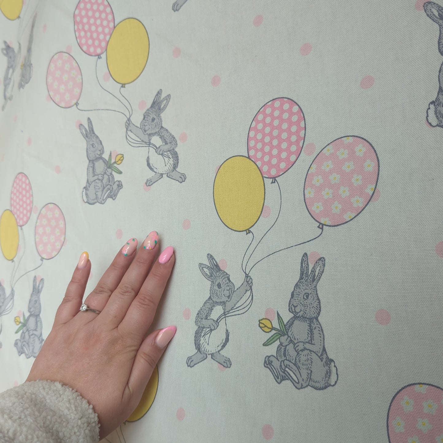 Large Print bunny rabbit balloons fabric