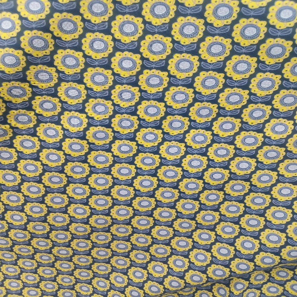 Abstract sunflowers on a navy background (F) - £3 A METRE