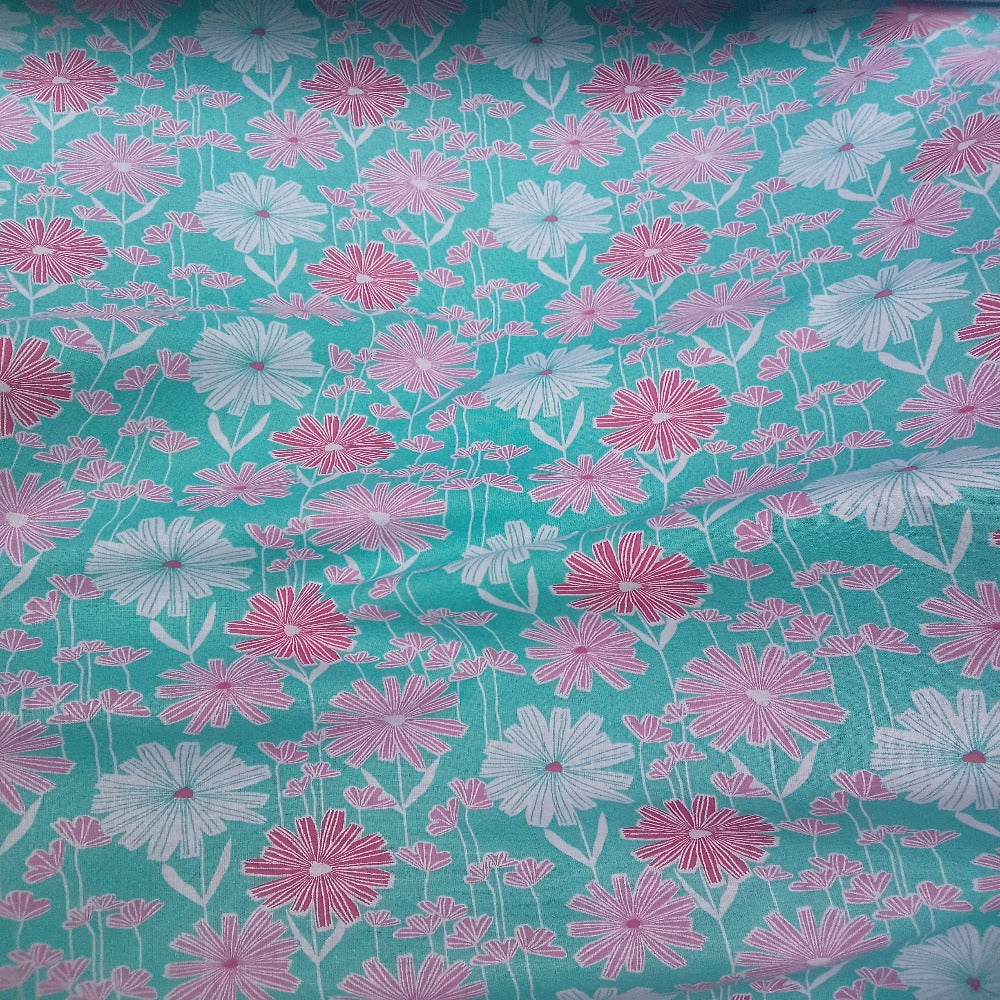 Light turquoise background with turquoise flowers (E) - £3 A METRE
