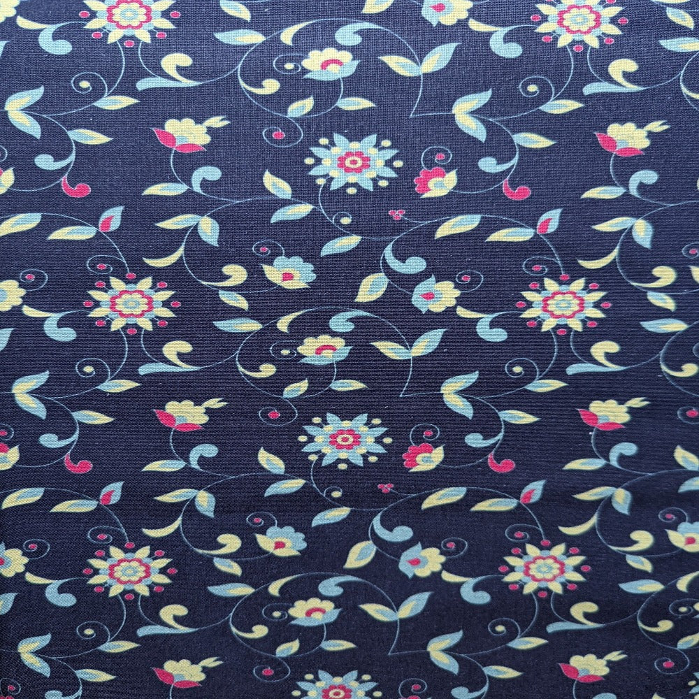Hip Florals and Birds - Navy F11
