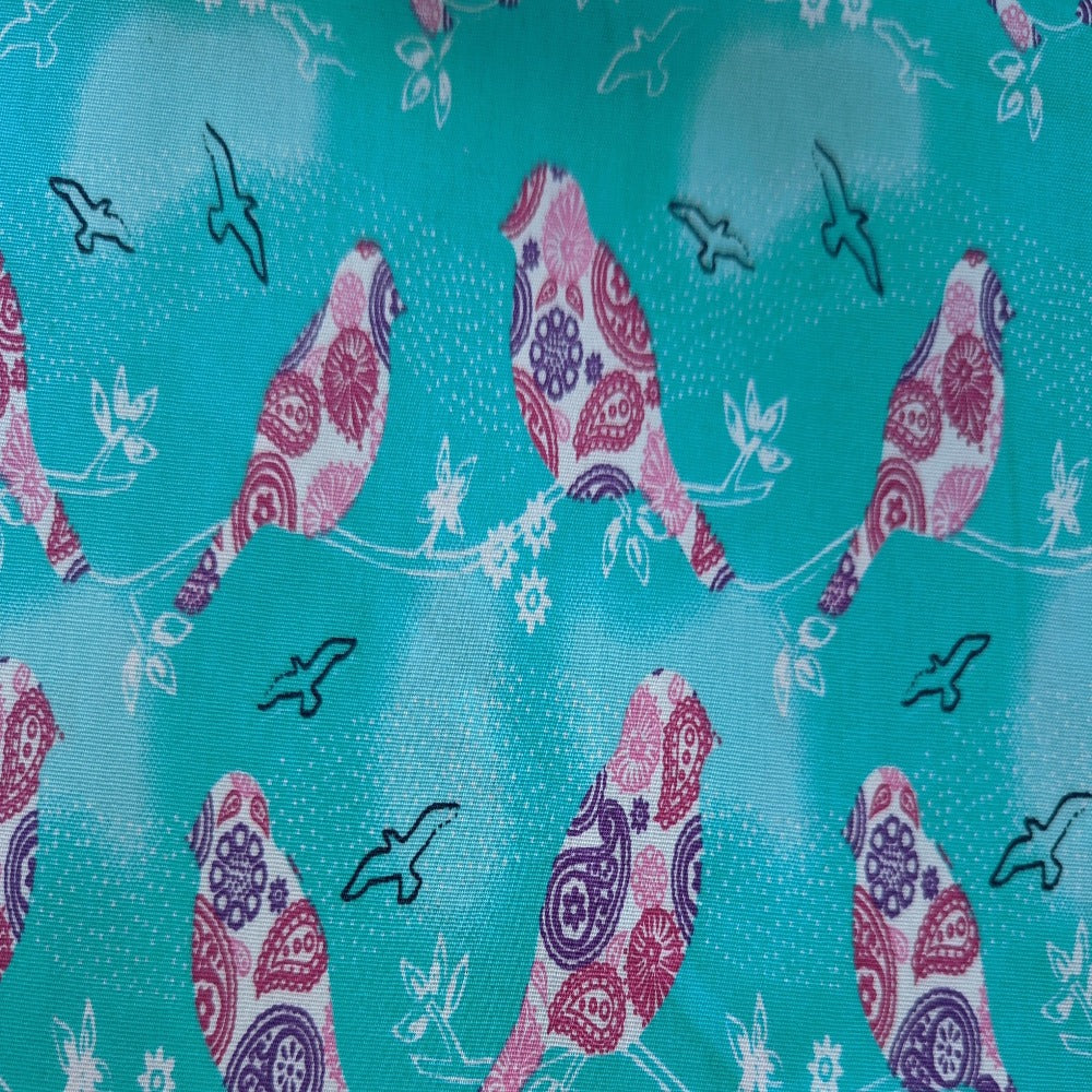 Turquoise Floral Birds