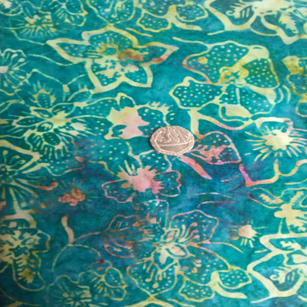 Cotton Batik - Teal Floral