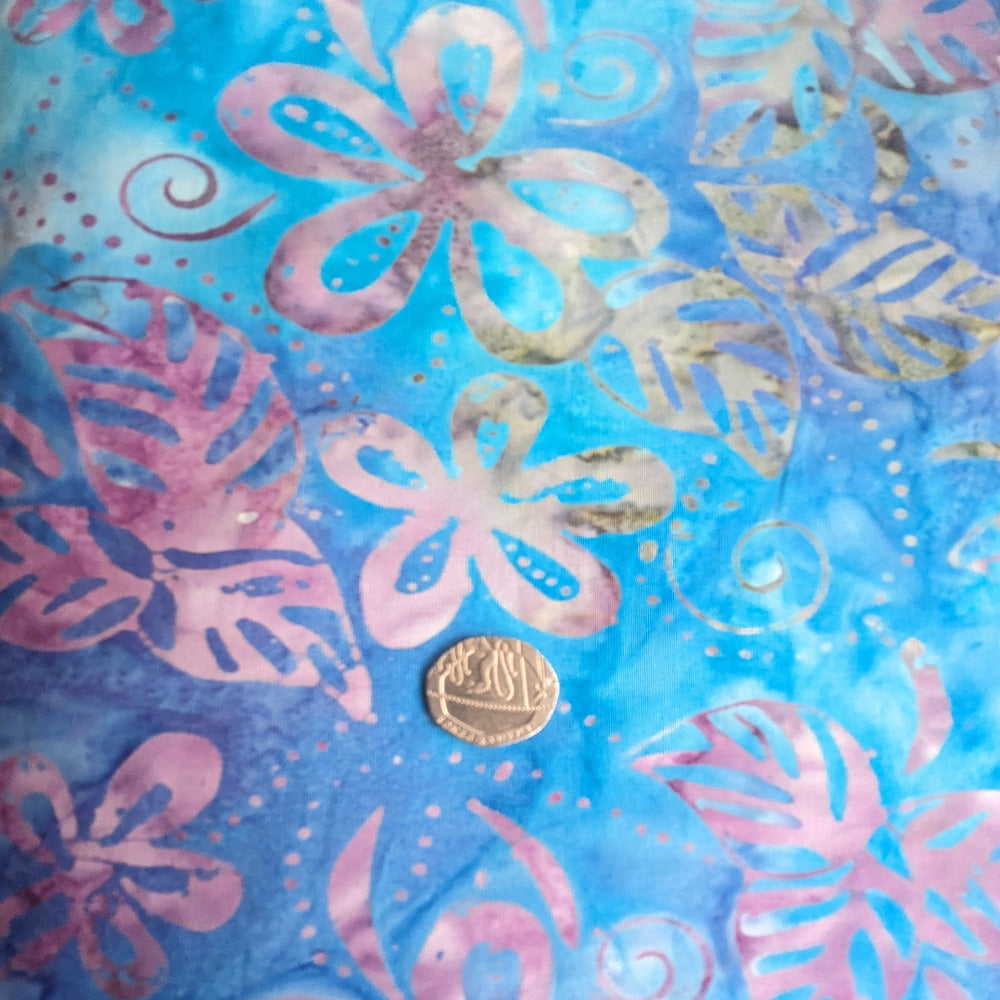 Cotton Batik - Floral Blues