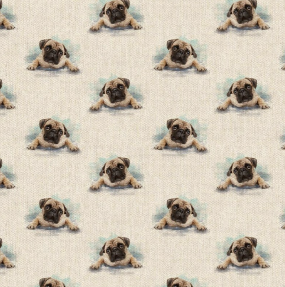 Cotton Rich Panel/All Over - Cushion/Bag Fronts - Pug