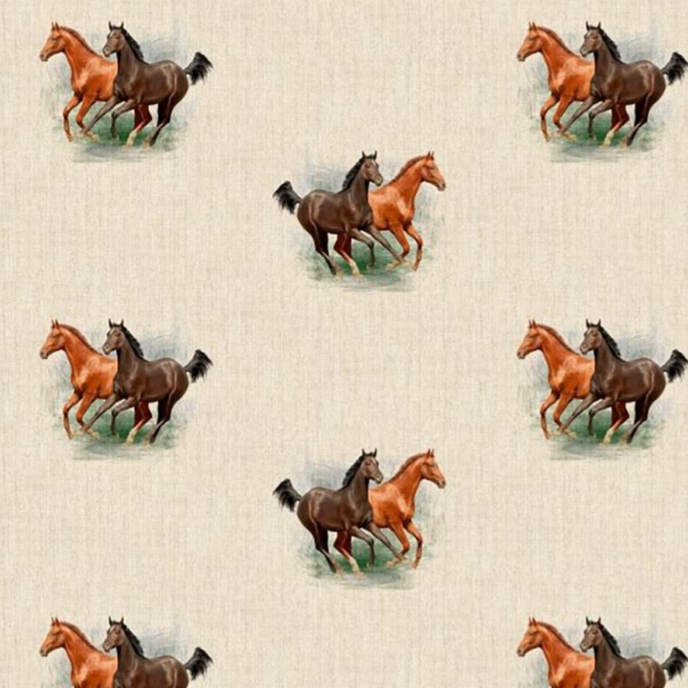 Cotton Rich Panel/All Over - Cushion/Bag Fronts - Horses