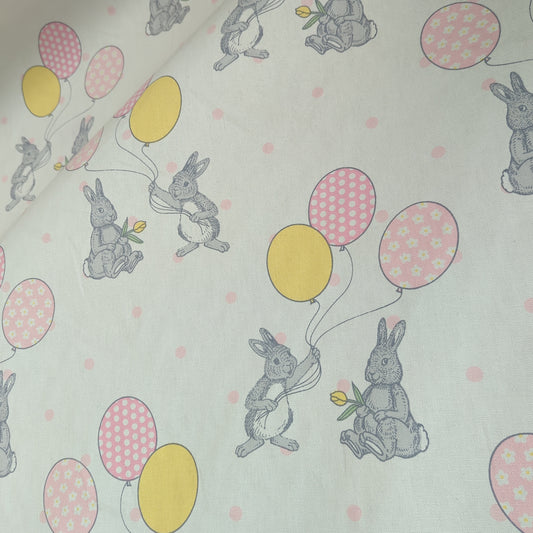 Large Print bunny rabbit balloons fabric