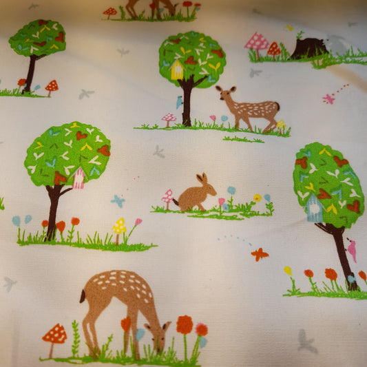 Woodland creatures , very light blue background .