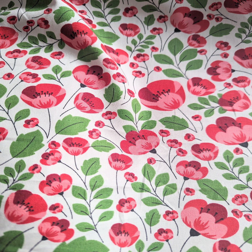 Rose and Hubble - Red Poppies on White