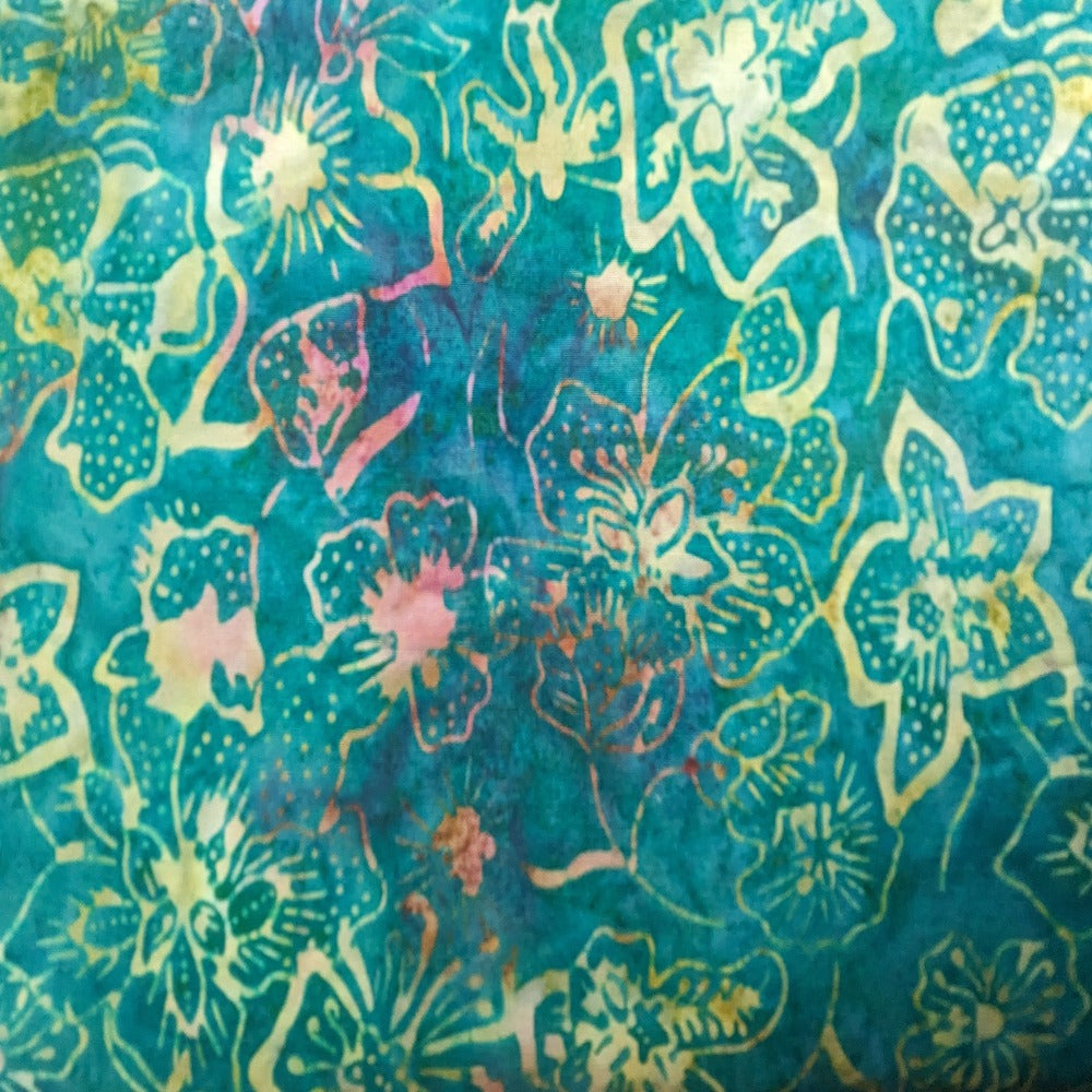 Cotton Batik - Teal Floral